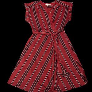 Monteau Women’s Large Black & Red Short Sleeve Wrap Dress – Flattering & Stylish